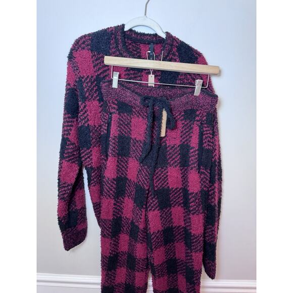 Skims Cozy Knit Jogger Pant Sherpa Brick Buffalo Check L/XL - Picture 5 of 7